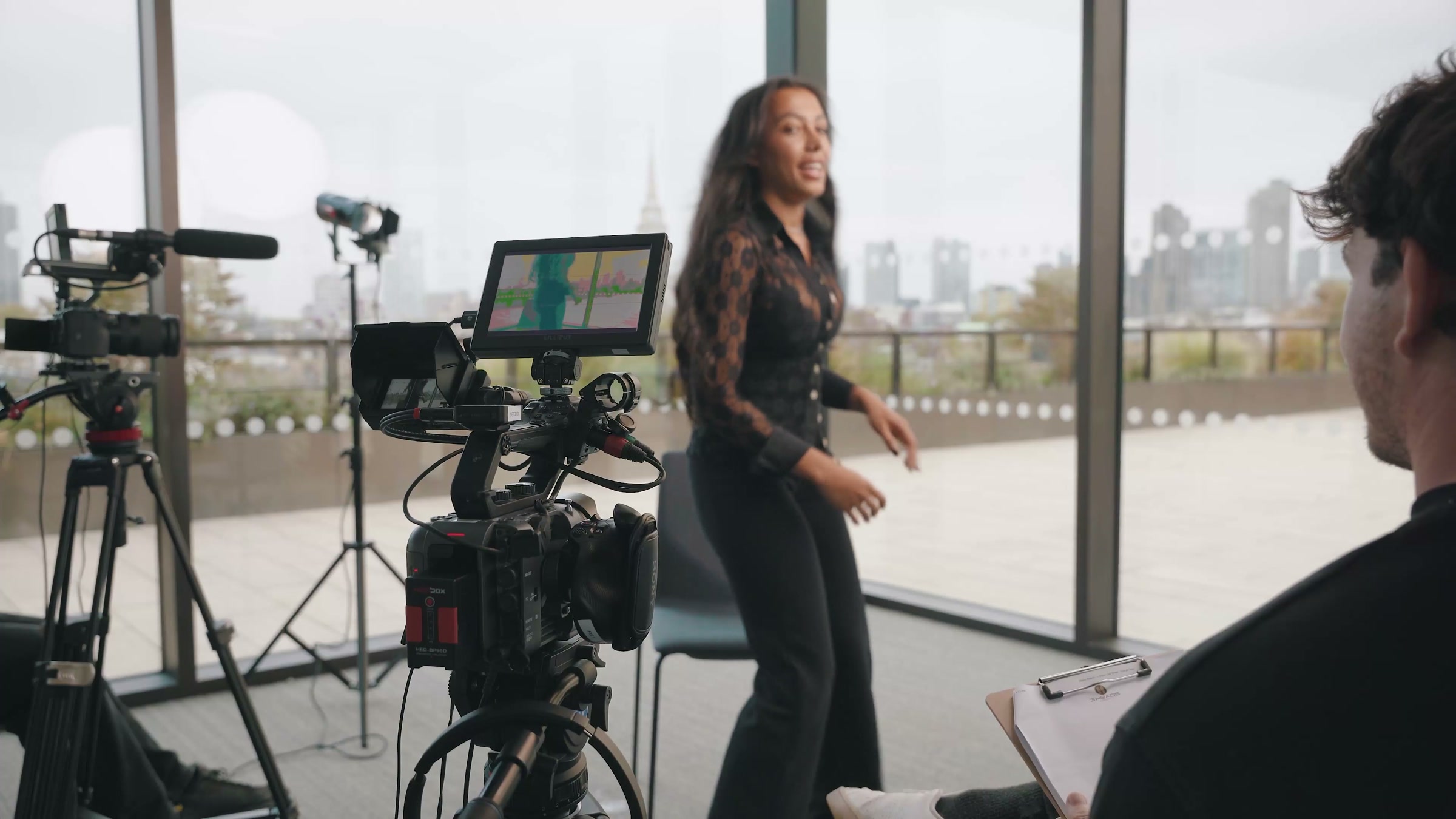 A two-camera corporate production on location